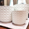 Ceramic Webbing Pattern Planters Embossed Cane Cement Pots Small Medium Large