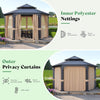 [13X15FT] Double-Tier Hexagonal Metal Hardtop Patio Gazebo With Curtains