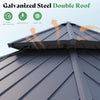 [13X15FT] Double-Tier Hexagonal Metal Hardtop Patio Gazebo With Curtains