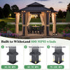 [13X15FT] Double-Tier Hexagonal Metal Hardtop Patio Gazebo With Curtains
