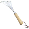 Stainless Steel Garden Hand Rake (classic wood handle)