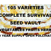 Organic Survival Seed bank 105 Variety Ultimate Heirloom Seed Vault for Survival and Preparedness