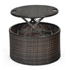 Large Outdoor Patio Rattan Daybed Sofa W/ Adjustable Table Top, Canopy & 3 Pillows, 76"