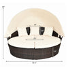 Large Outdoor Patio Rattan Daybed Sofa W/ Adjustable Table Top, Canopy & 3 Pillows, 76"