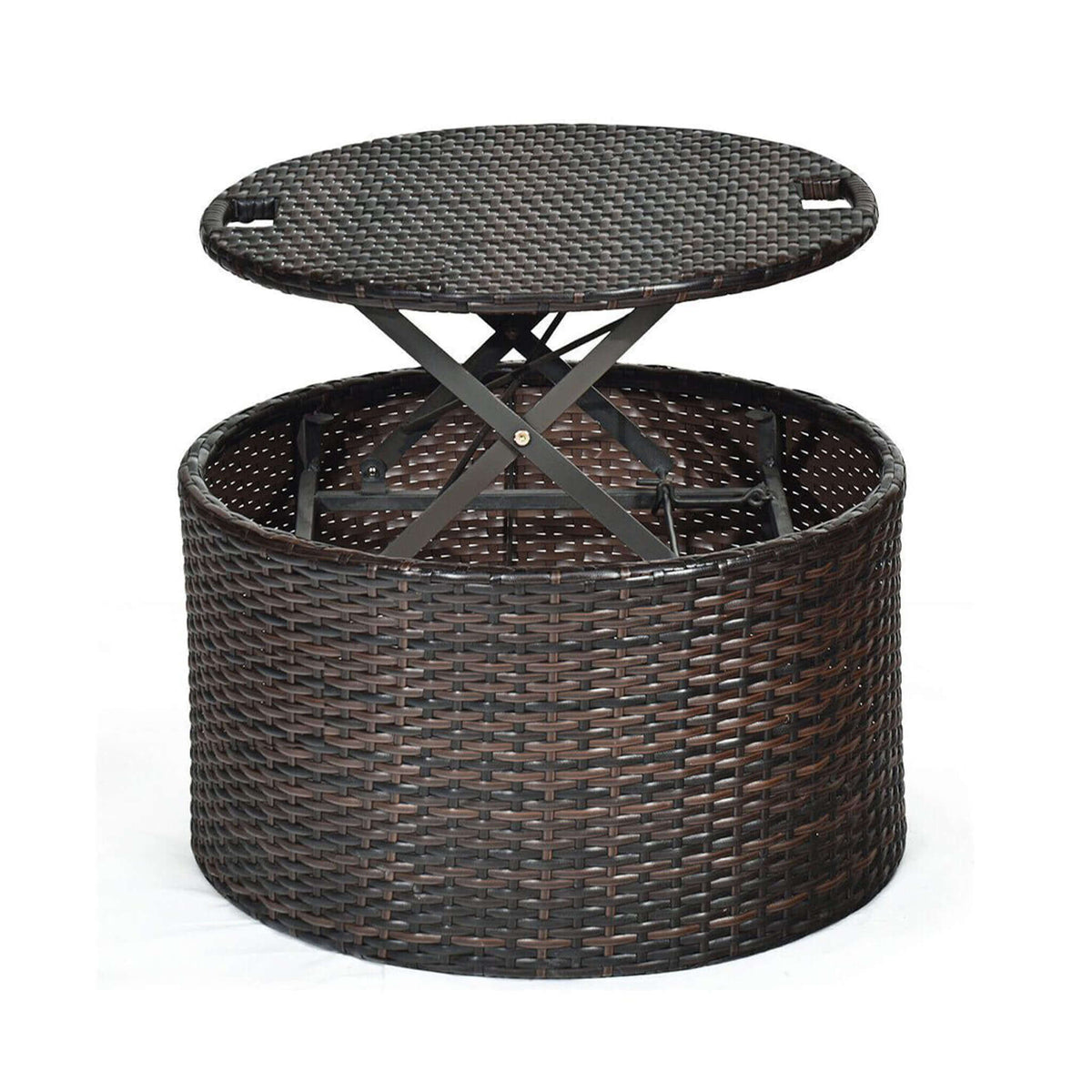 Large Outdoor Patio Rattan Daybed Sofa W/ Adjustable Table Top, Canopy & 3 Pillows, 76" – photo 6