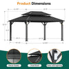 Luxury Double Roof Hardtop Aluminum Gazebo With Decor Hooks, Mosquito Nettings, And LED Lights