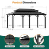 Luxury Double Roof Hardtop Aluminum Gazebo With Decor Hooks, Mosquito Nettings, And LED Lights