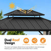 Luxury Double Roof Hardtop Aluminum Gazebo With Decor Hooks, Mosquito Nettings, And LED Lights