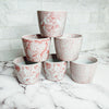 Mini Pink Hand-Painted Porcelain Cachepots Set Of 6 Decorative Planters