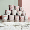 Mini Pink Hand-Painted Porcelain Cachepots Set Of 6 Decorative Planters