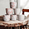 Mini Pink Hand-Painted Porcelain Cachepots Set Of 6 Decorative Planters