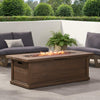 Premium 56" Transitional Rectangular Outdoor Propane Gas Fire Pit Table, 50K BTU