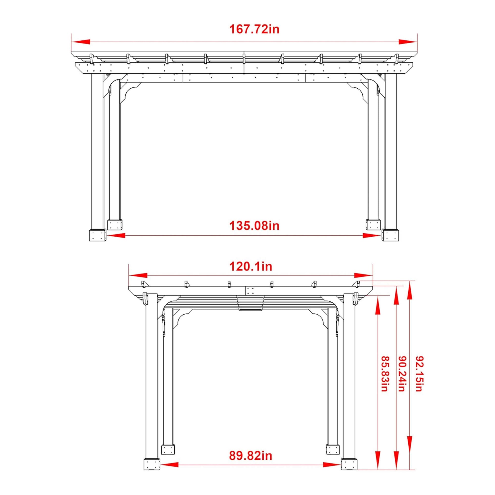 Premium Outdoor Cedar Wood Pergola With Slatted Roof