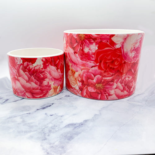 Rose Floral Cachepot Vase - Rose Pattern Planter Large Candle Holder