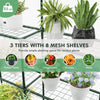 Walk-in Greenhouse with 3 Tiers 8 Shelves PVC Cover Roll-up Zippered Door
